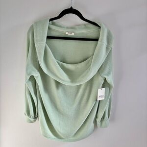 a.n.a Women's Light Green Cowl Neck Sweater